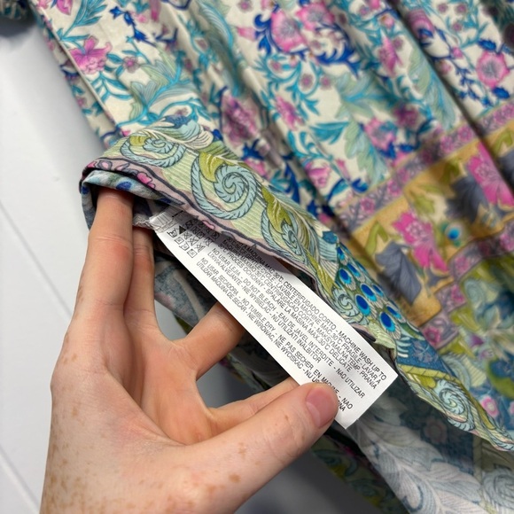 🦚 LANCE CADE Boho Peacock Tie Front Dress Floral Bohemian Beachy Size Medium - Picture 8 of 8